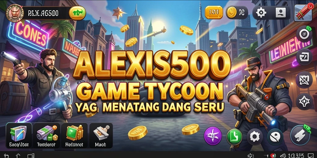 Tampilan gameplay ALEXIS500 yang menarik dengan elemen Tycoon.