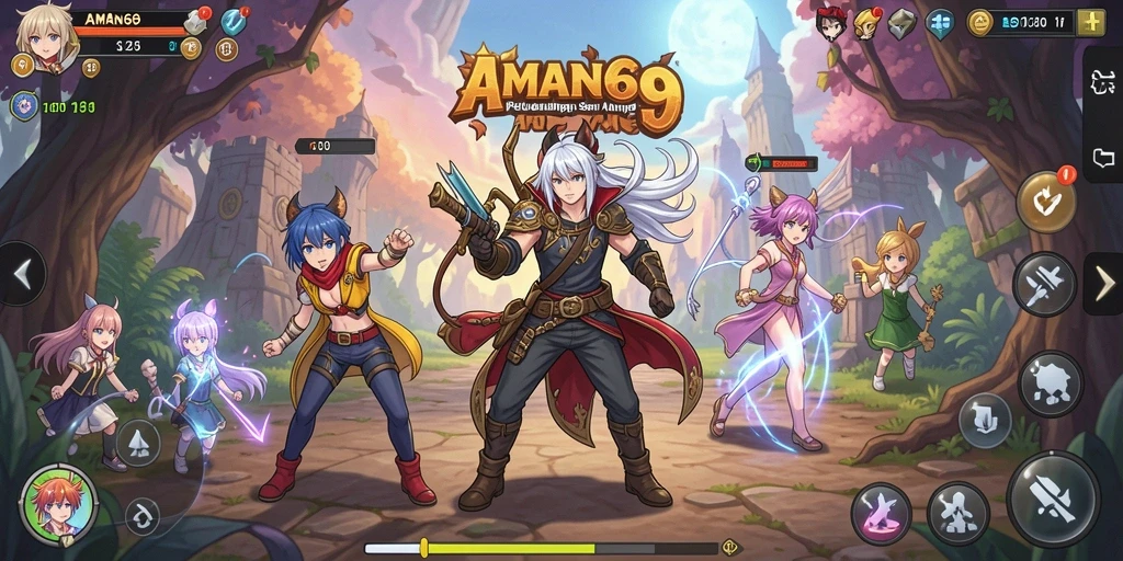 Screenshot gameplay yang menampilkan karakter anime dalam pertempuran epik.
