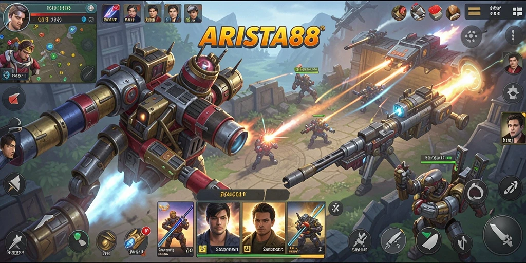 Screenshot menunjukkan pertempuran strategis yang mendebarkan di ARISTA88.
