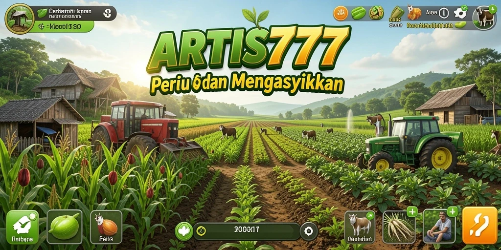 Screeshot gameplay <strong>ARTIS777</strong> menunjukkan aktivitas bertani yang seru dan interaktif.