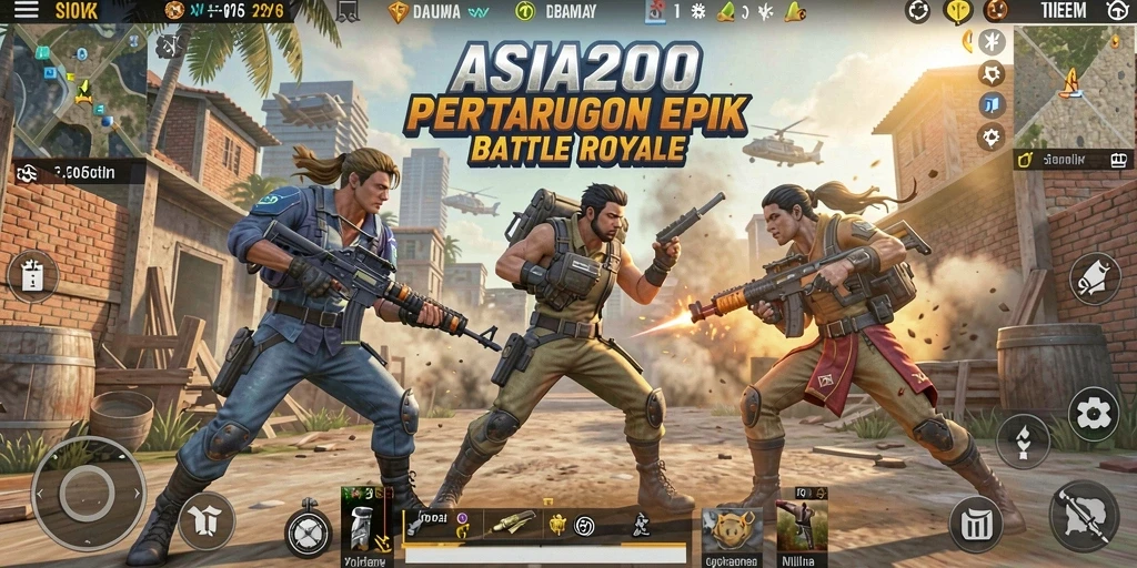 Tangkapan layar gameplay ASIA200 yang mendebarkan dengan aksi Battle Royale.