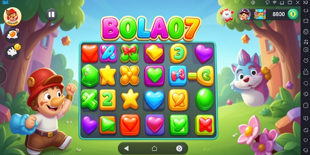 Tampilan gameplay seru BOLA07 dengan desain Match-3 yang menarik.