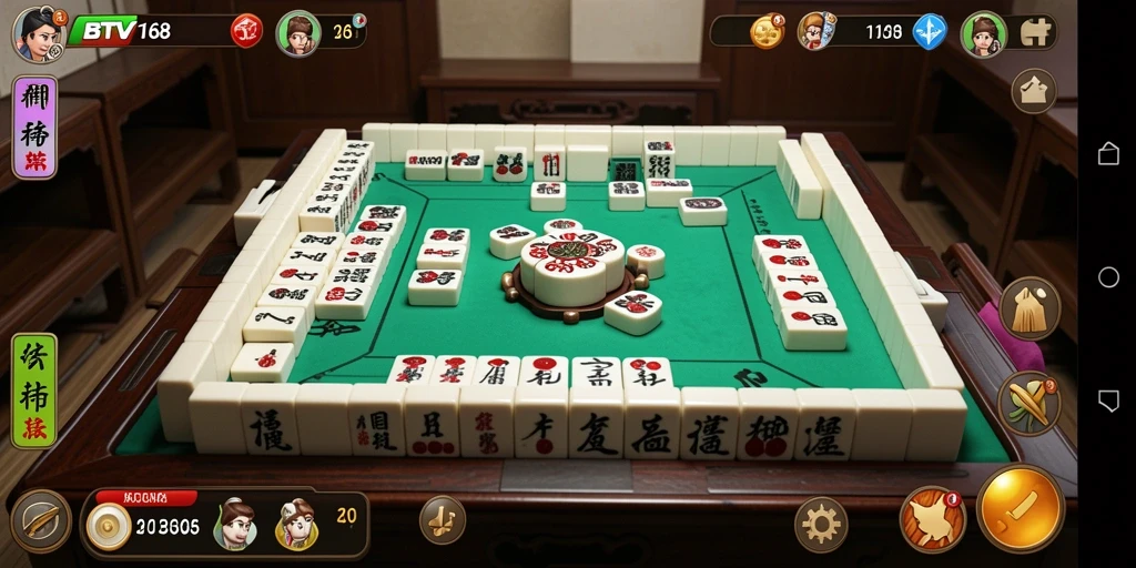 Tangkapan layar utama BTV168 menampilkan gameplay Mahjong yang menarik.