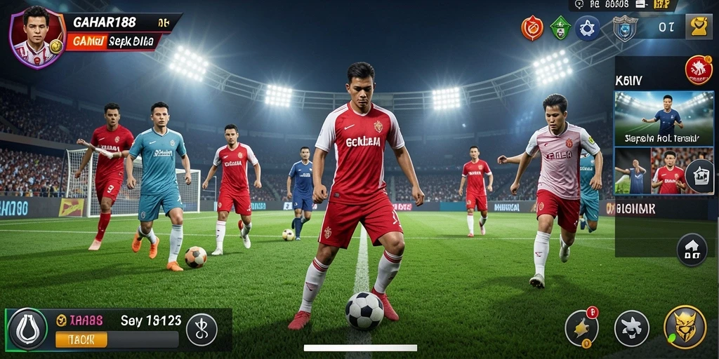 Tangkapan layar dari gameplay GAHAR188 yang menampilkan pertandingan sepak bola seru.