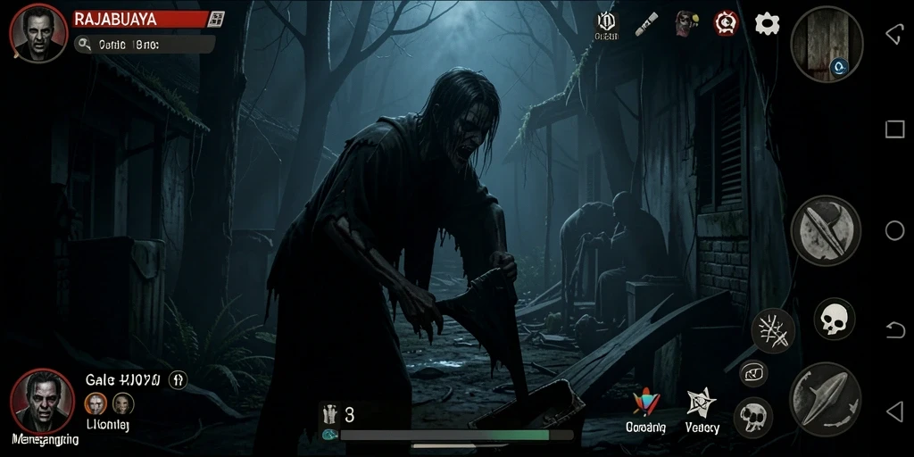 Screenshot RAJABUAYA menampilkan suasana gameplay horor yang menakutkan.