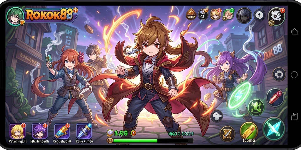 Screenshot ROKOK88 menunjukkan pertempuran seru dalam dunia Anime.