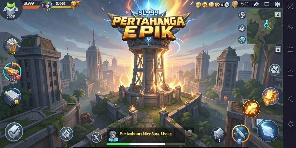 Tampilan gameplay SL999 menampilkan strategi menempatkan menara dengan tepat.
