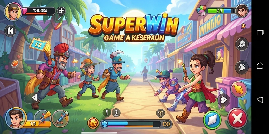 Screenshot gameplay <strong>SUPERWIN</strong> menampilkan momen intense saat berusaha menghindari rintangan.