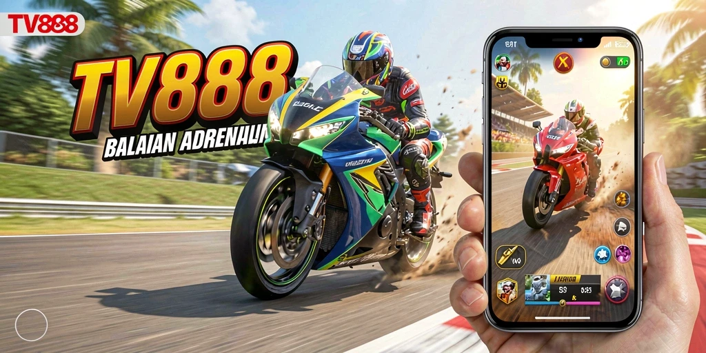 Gameplay TV888 menampilkan balapan motor yang intens dan mendebarkan.